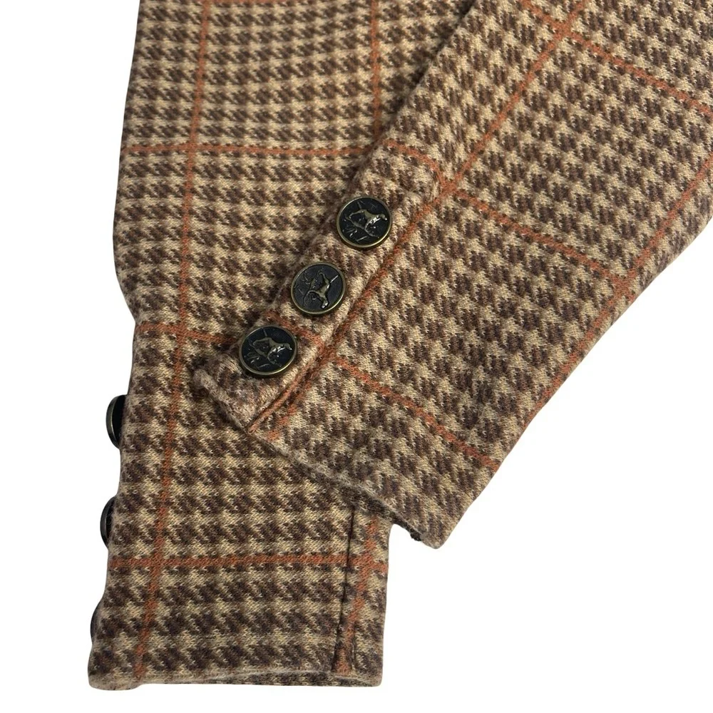Ralph Lauren Brown Houndstooth Kids buttons at the ankles Leggings. Girls 12 M
